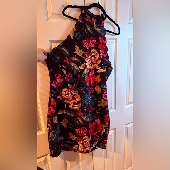 SHEIN Floral Black Dress with Red and Gold Accents - Picture 6 of 7